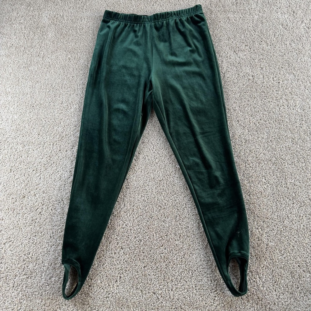Vtg Best United Garment Company Leggings Womens 18/20 Green Stirrup Velour Pants